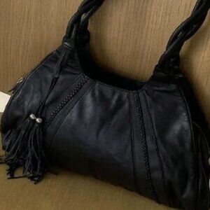 Black Slouchy Leather retro Shoulder Bag